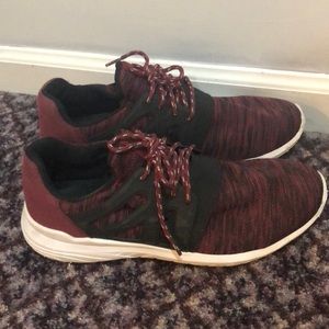 Red running sneakers